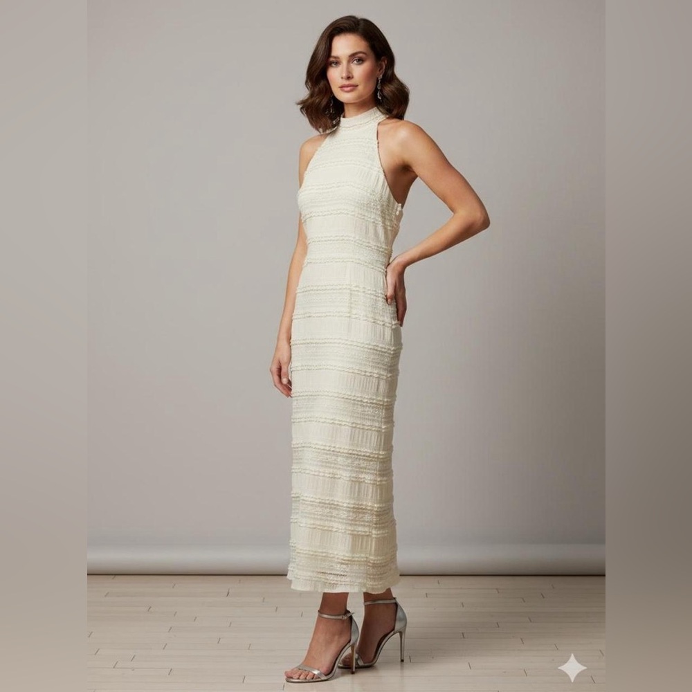 Anne Klein Cream Textured Maxi Dress